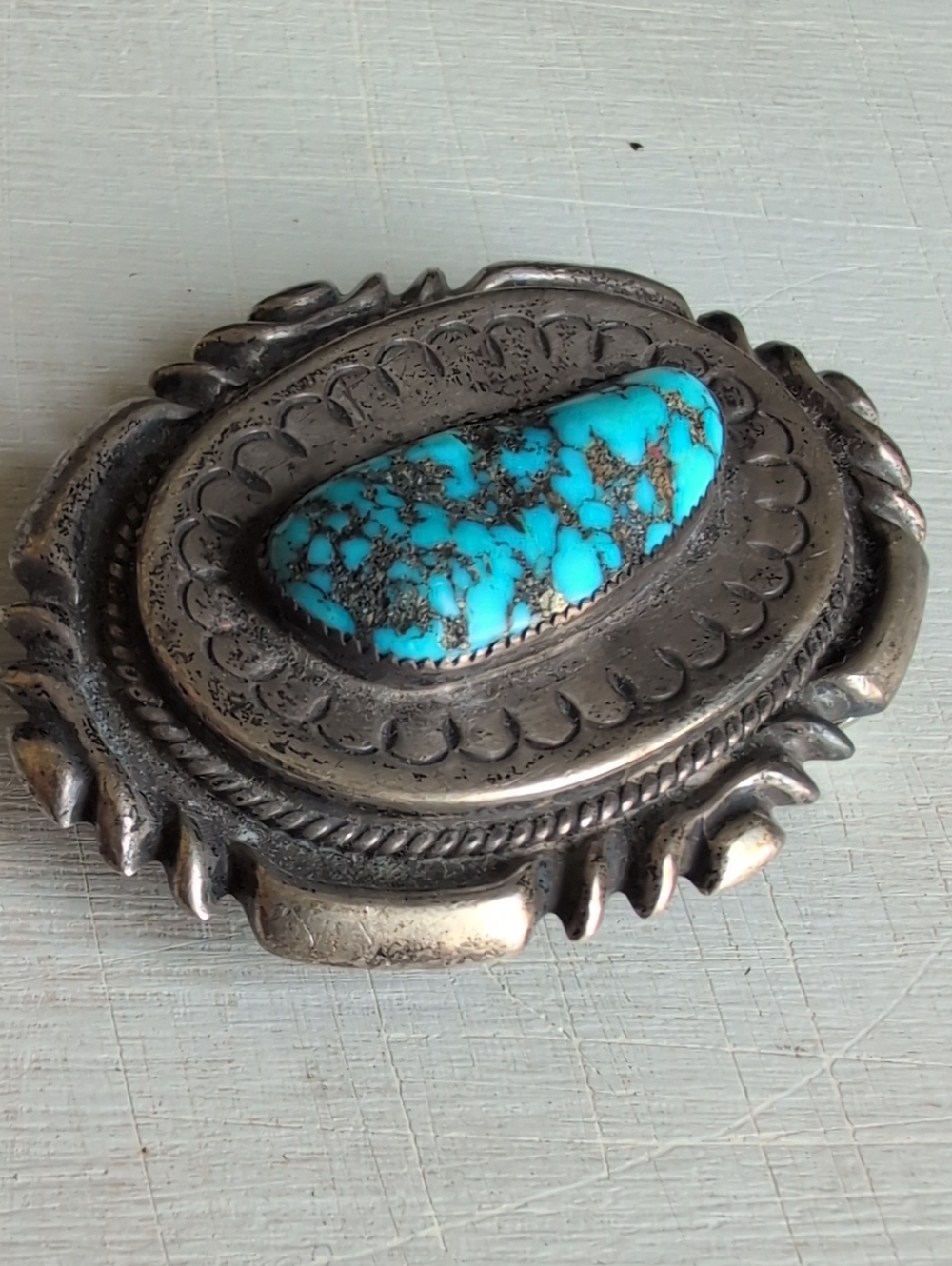Vintage Wilson Begay Turquoise Sterling Silver Belt Buckle